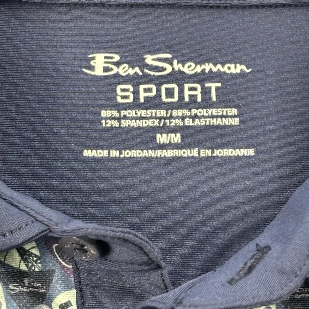 Ben Sherman Sport Button Golf Polo Shirt Top Short Sleeve‎ Men's Medium New NWT
